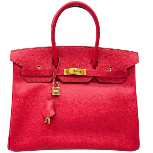 HERMES Birkin 35 Rouge Vif with Silver Hardware - Iconic Luxury Handbag