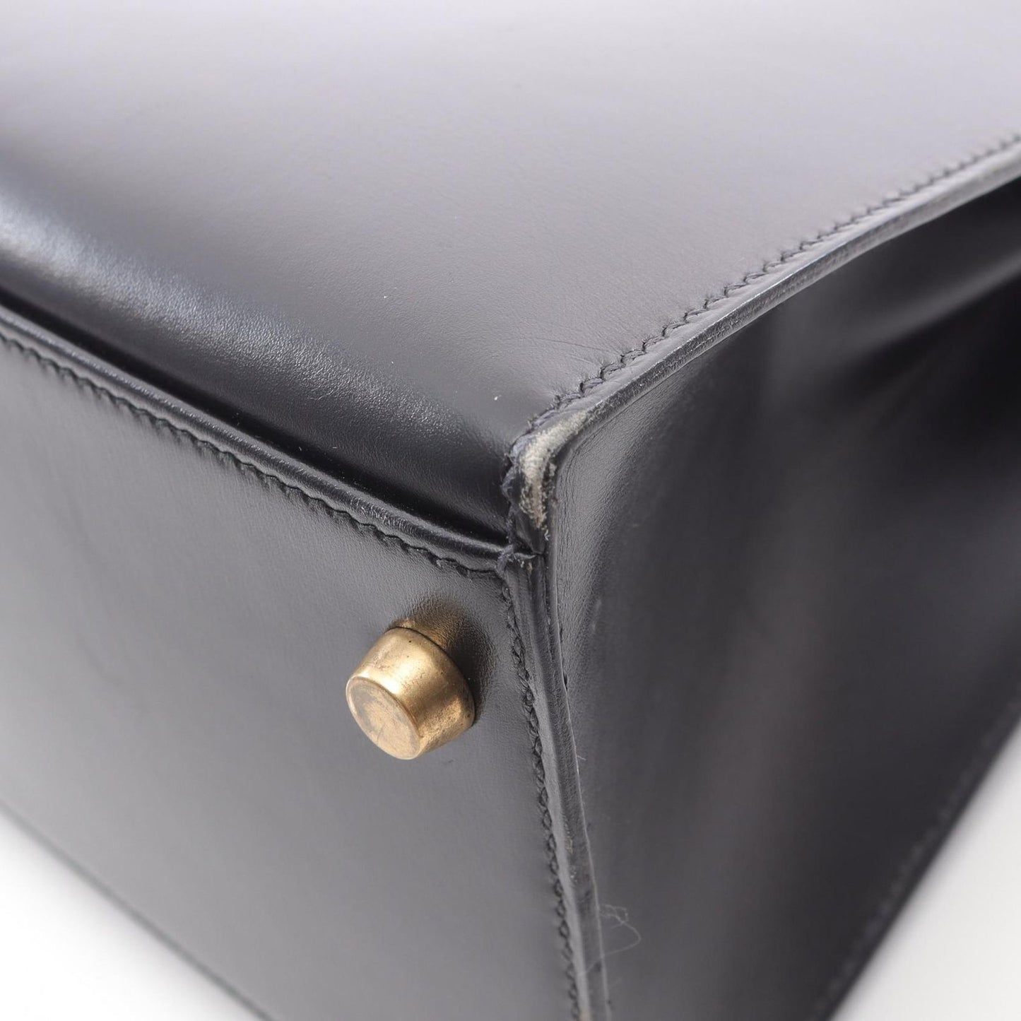 HERMES Kelly 28 Handbag in Black Box Calf Leather