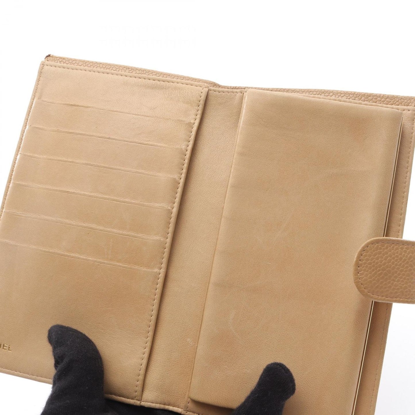 CHANEL Beige Leather Coco Mark Wallet - Timeless Elegance