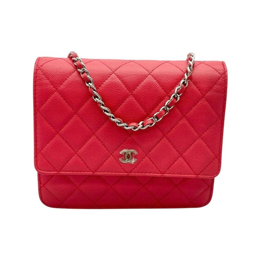 CHANEL Matelassé Chain Shoulder Bag in Pink Caviar Leather