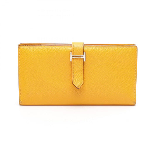 HERMES Yellow Epsom Leather Bearn Wallet - Timeless Elegance