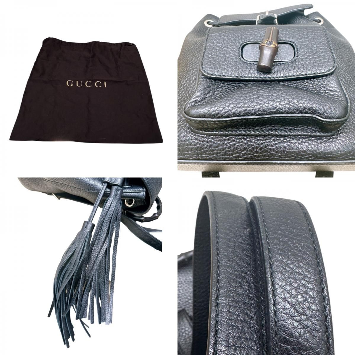 GUCCI Bamboo Backpack in Black Leather - Timeless Elegance