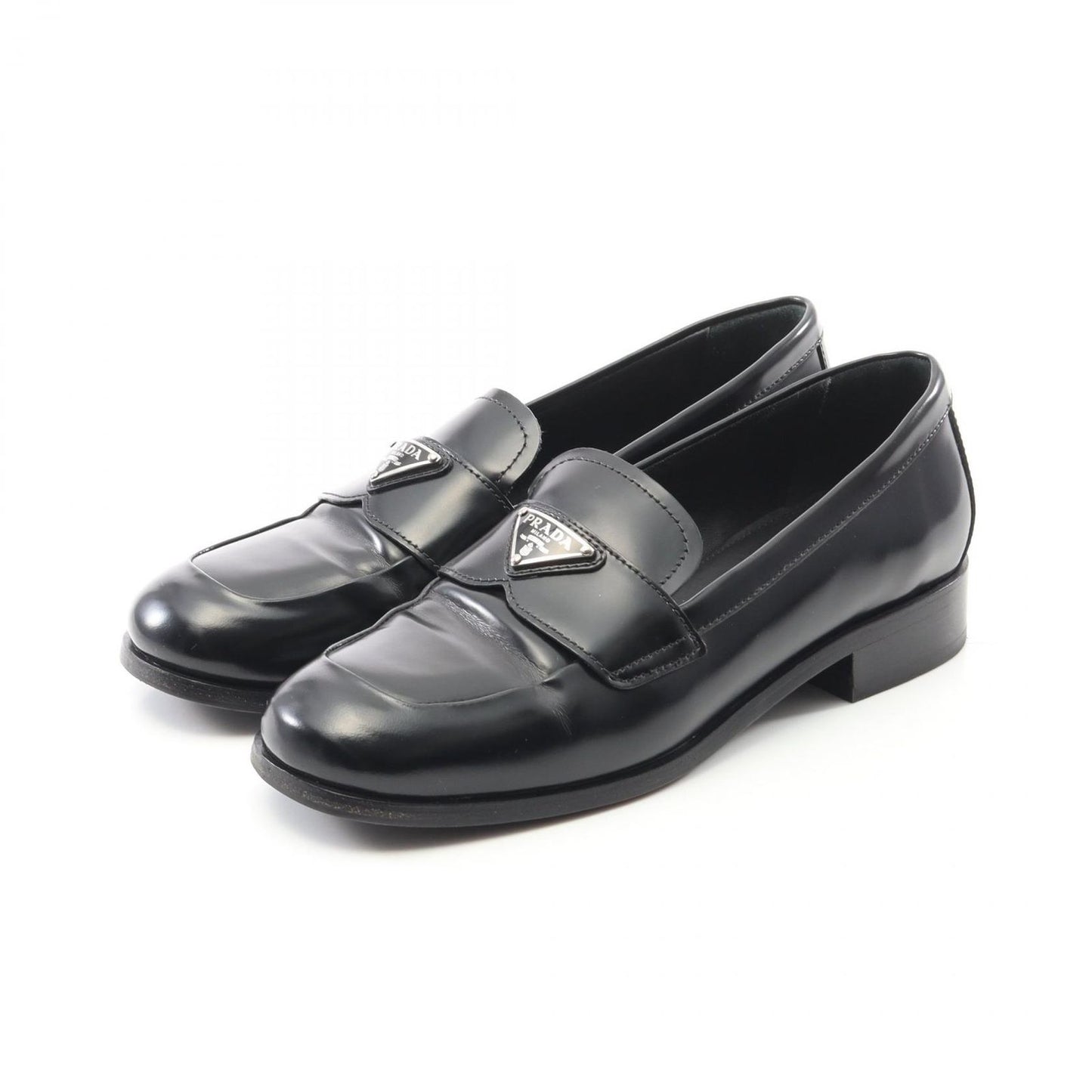 PRADA Triangle Logo Leather Loafers - Timeless Elegance