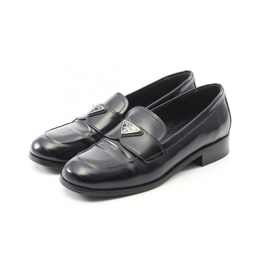 PRADA Triangle Logo Leather Loafers - Timeless Elegance
