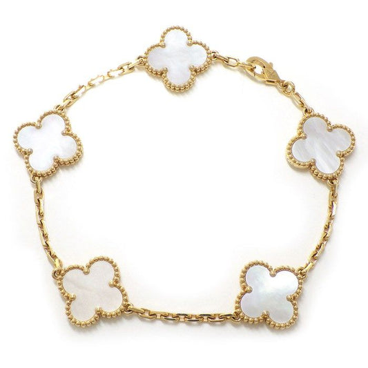 Van Cleef & Arpels Vintage Alhambra 5 Motif Bracelet in K18YG & White Shell