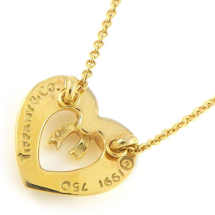 Tiffany & Co. Heart with Bow Necklace in K18 Yellow Gold
