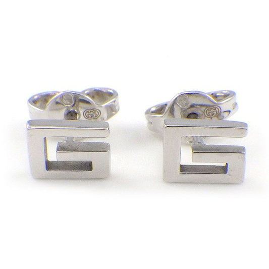 GUCCI G Logo Square Earrings in K18 White Gold - Exquisite Craftsmanship
