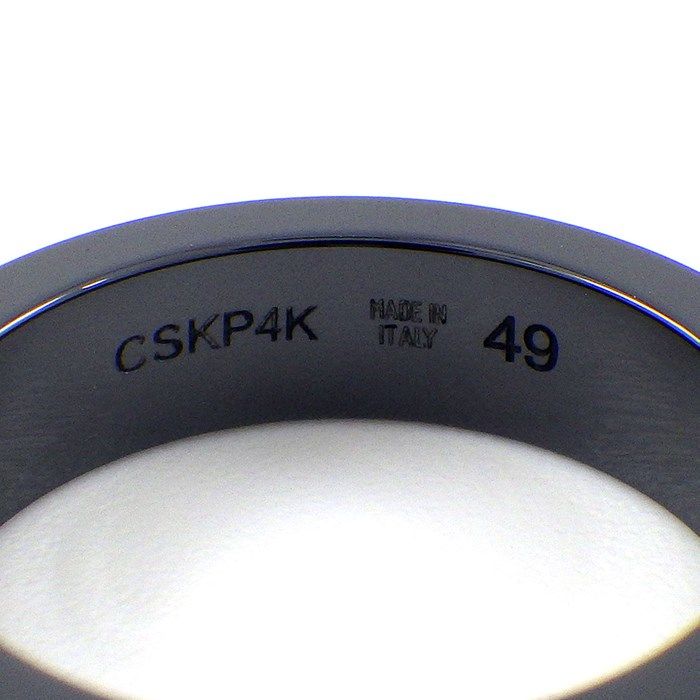 BVLGARI Double Logo Ring with Diamond in Black Ceramic & K18WG