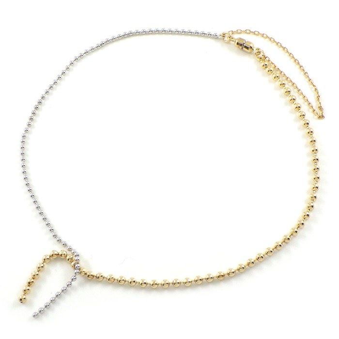 Exquisite K10YG & K10WG Two-Tone Ball Chain Bracelet