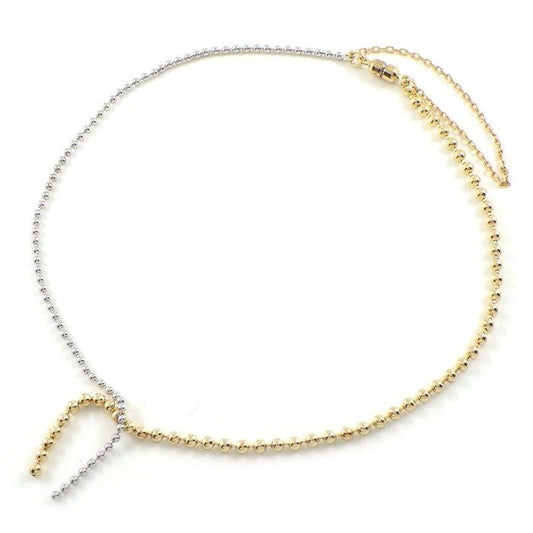 Exquisite K10YG & K10WG Two-Tone Ball Chain Bracelet