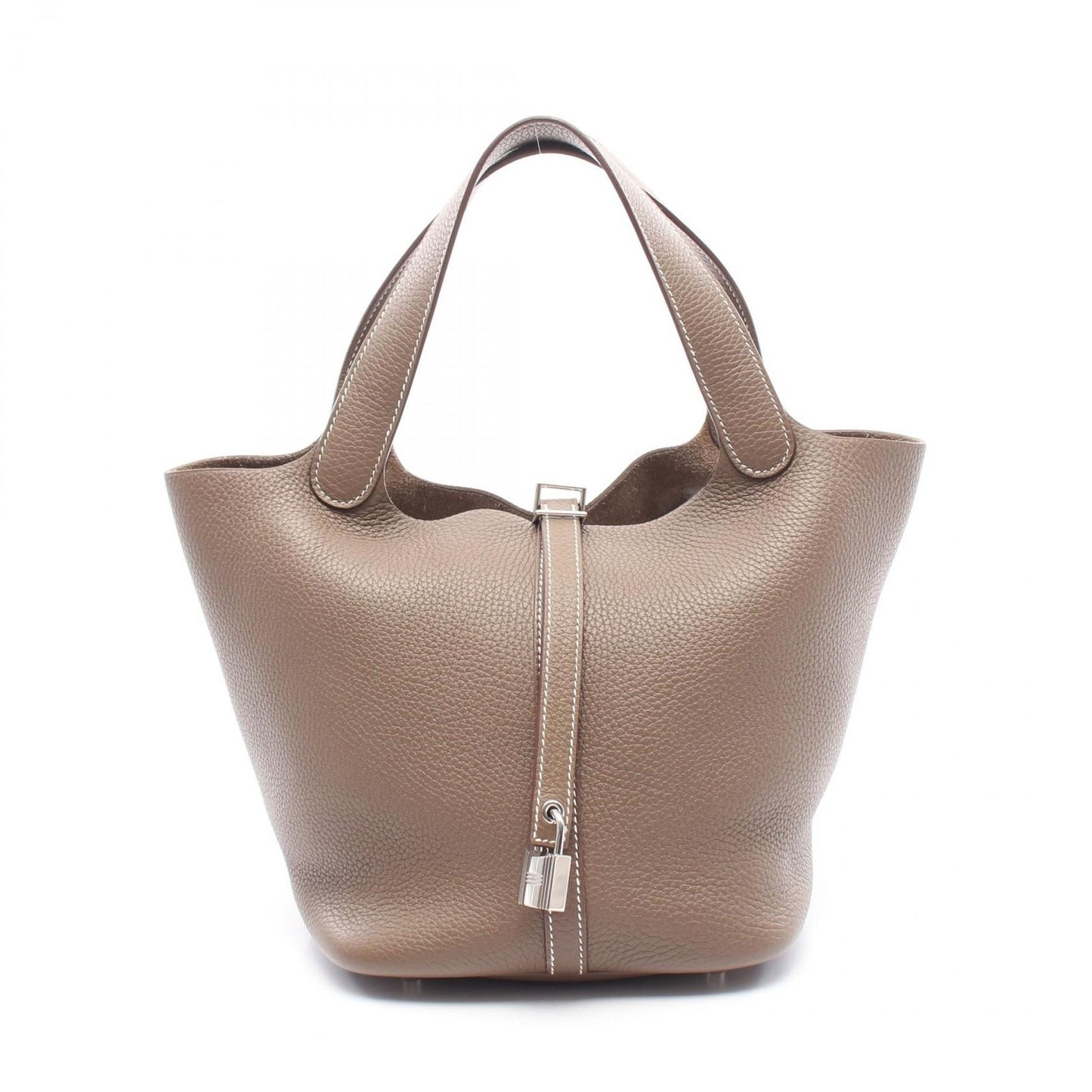 HERMES Picotin MM Handbag in Etoupe Leather - Timeless Elegance