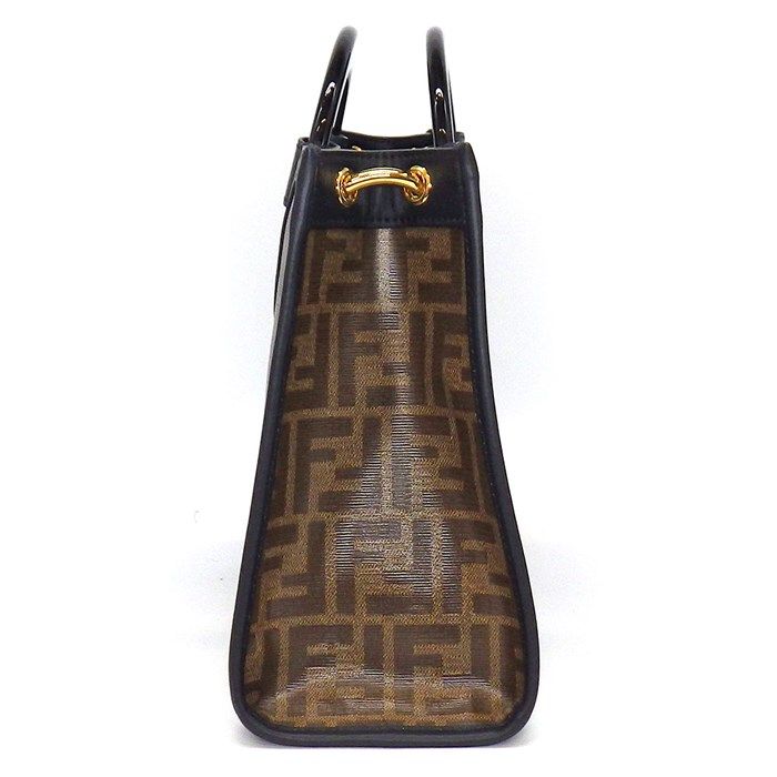 Fendi Runaway Shopper Small Zucca Handbag in Mogano & Panna