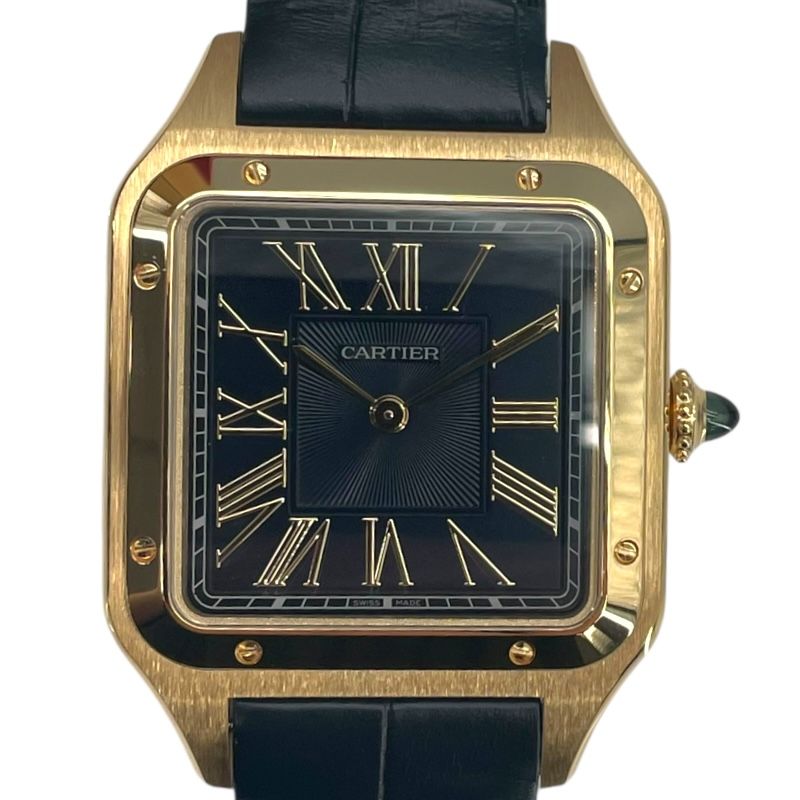 Cartier Santos-Dumont WGSA0115 Navy K18YG Leather Quartz Watch