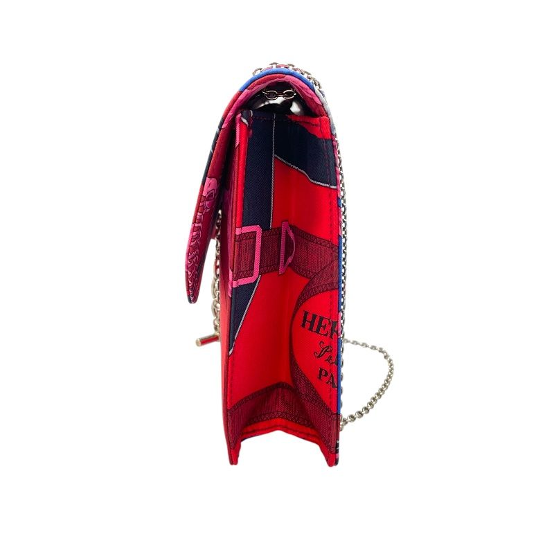 HERMES Chain Shoulder Bag in Silk with Silver Hardware - 2010 Edition