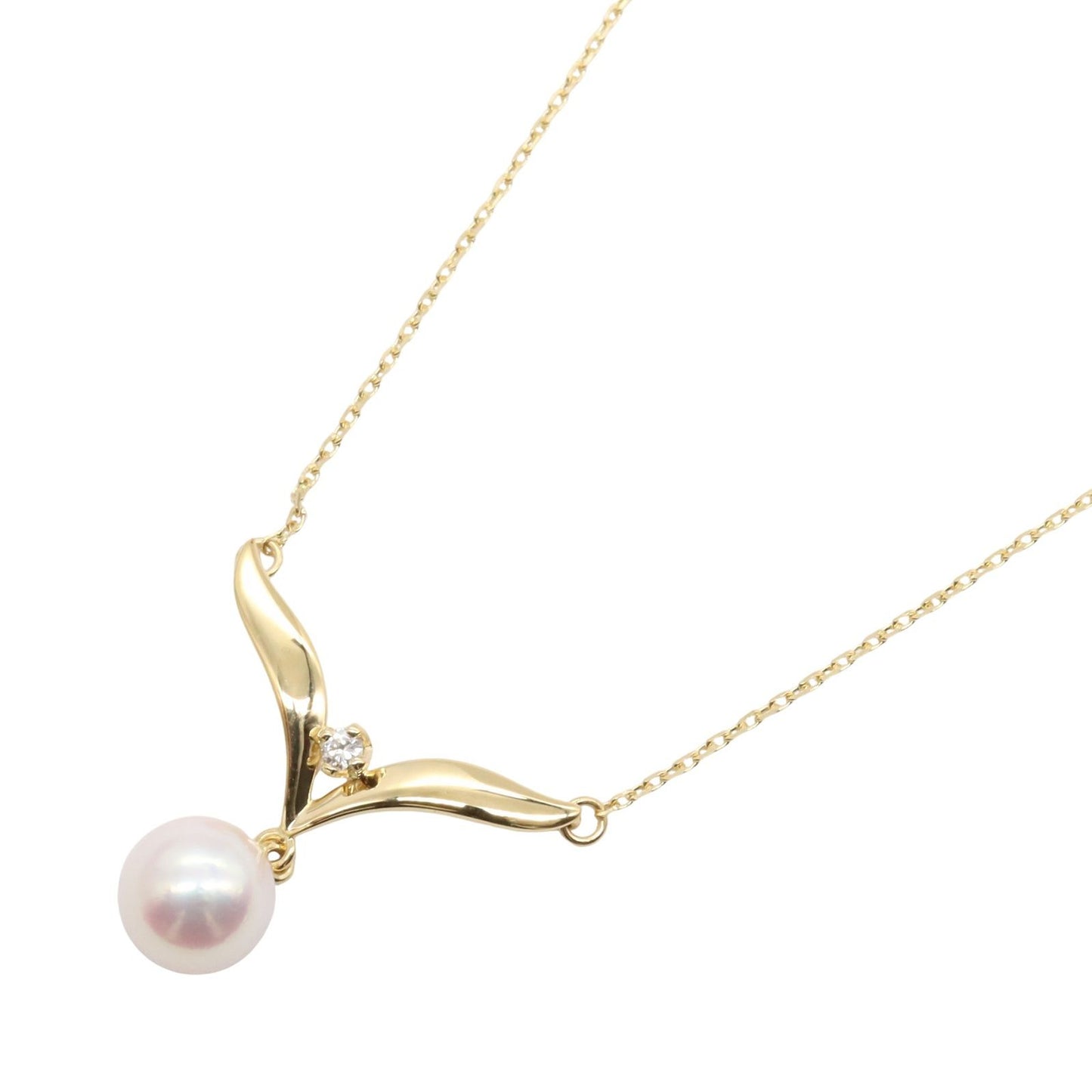 MIKIMOTO Pearl & Diamond Necklace in 18K Yellow Gold