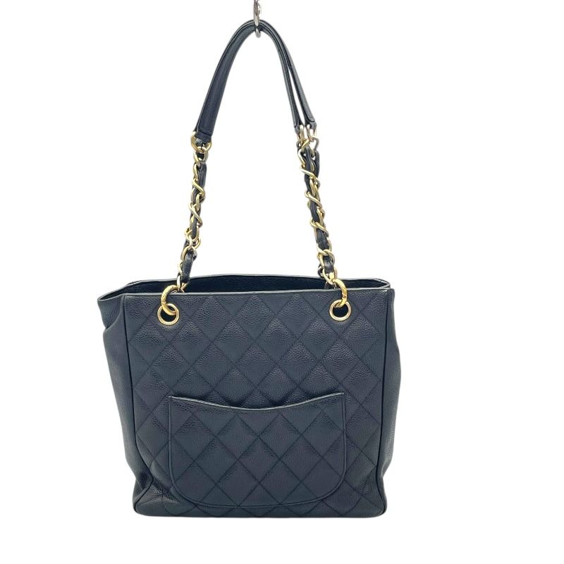 CHANEL PST Chain Tote Bag A50994 in Black Caviar Skin