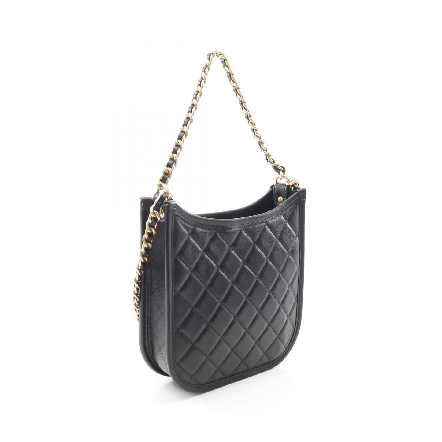 CHANEL Matelassé Hobo Shoulder Bag in Black Lambskin - AS4532