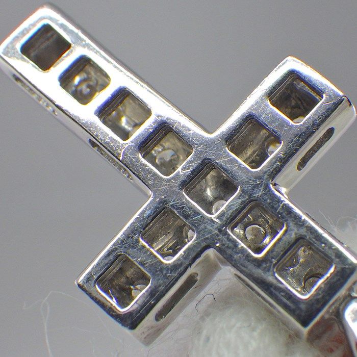 BVLGARI Latin Cross Pave Diamond Necklace in K18 White Gold