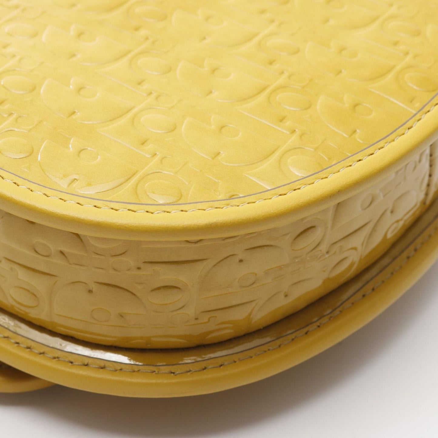 Dior GALLOP Oblique Yellow Patent Leather Shoulder Bag