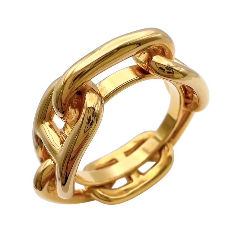 HERMES Rugade Scarf Ring - Exquisite Gold Metal Jewelry