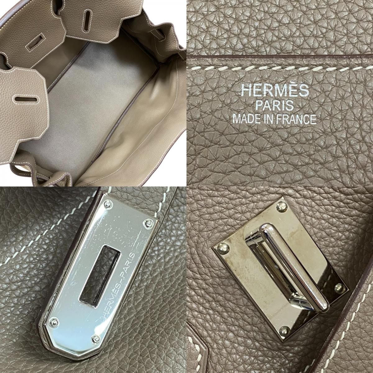HERMES Birkin Shoulder Bag in Etoupe with Silver Hardware