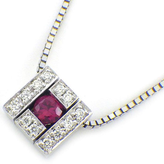Damiani Belle Époque Square Necklace with Ruby & Diamond in K18WG