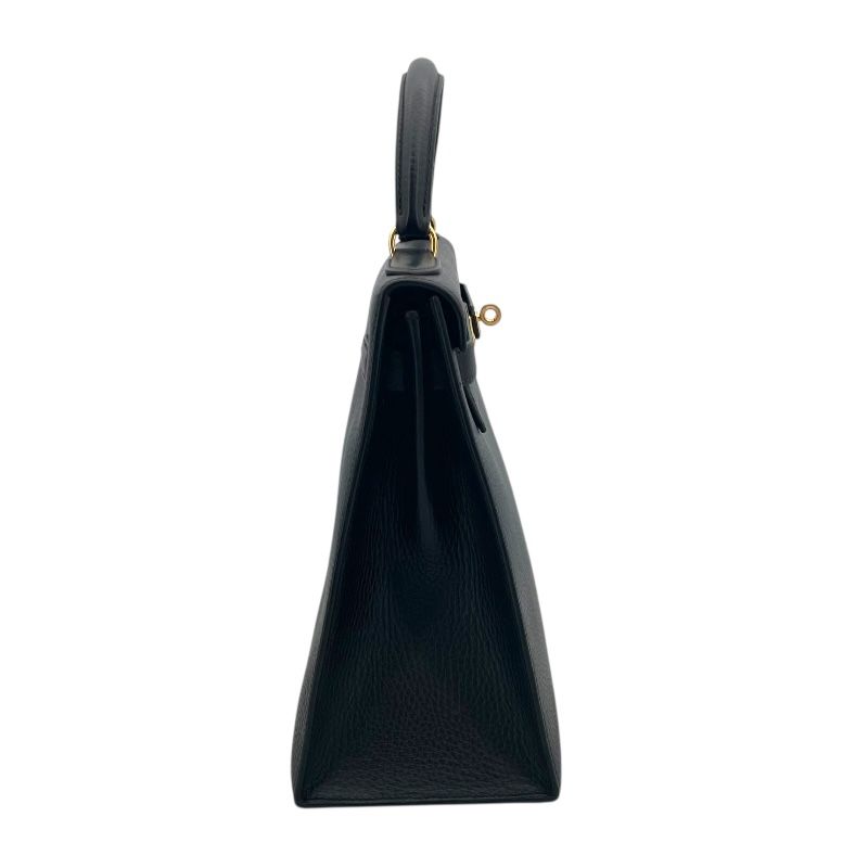 HERMES Kelly 32 Black Ardennes Handbag with Gold Hardware