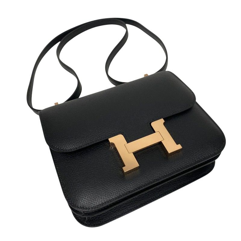 HERMES Constance Mini K刻 Black & Pink Gold Hardware Shoulder Bag
