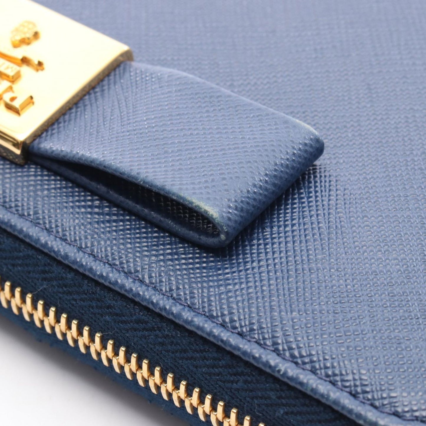 PRADA Dark Blue Leather Round Wallet - Timeless Elegance