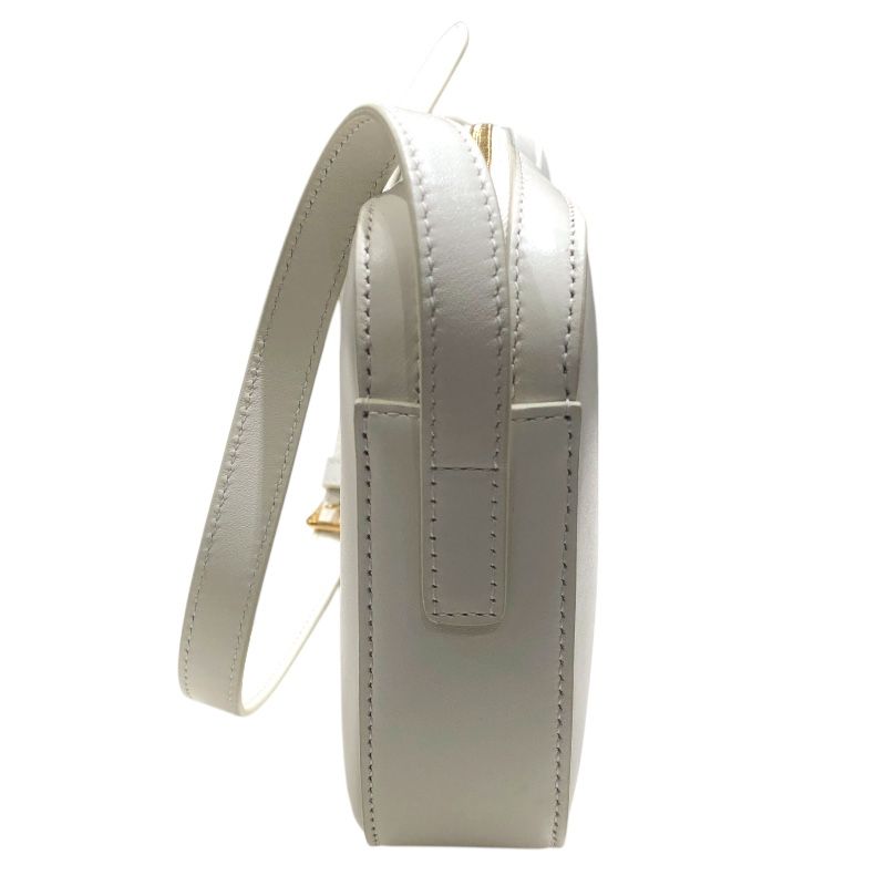 CELINE Quiltrionf Camera Bag in White & Gold Hardware