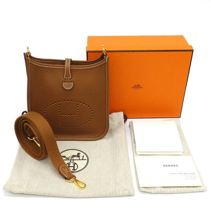 HERMES Evelyne TPM Shoulder Bag - 2024 Gold Togo Leather