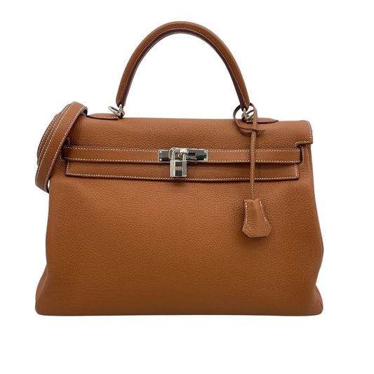 HERMES Birkin 35 Gold Togo Handbag with Silver Hardware