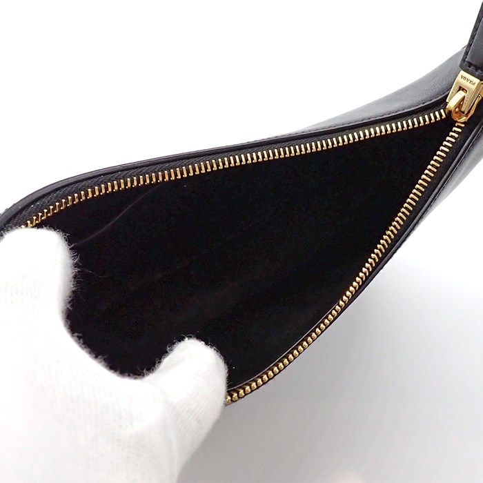 PRADA Arke Small Calf Leather Handbag - Black with Gold Accents