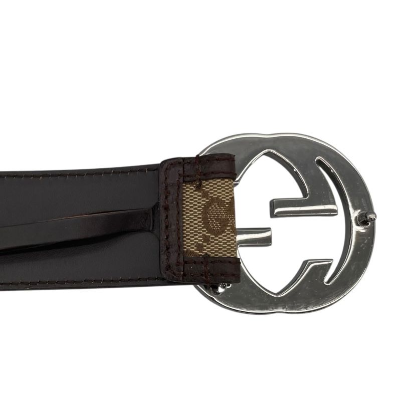 GUCCI Interlocking G Belt - Brown GG Canvas - Unisex - 80cm