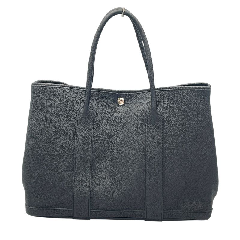 HERMES Garden Party PM Black Negonda Handbag with Silver Hardware