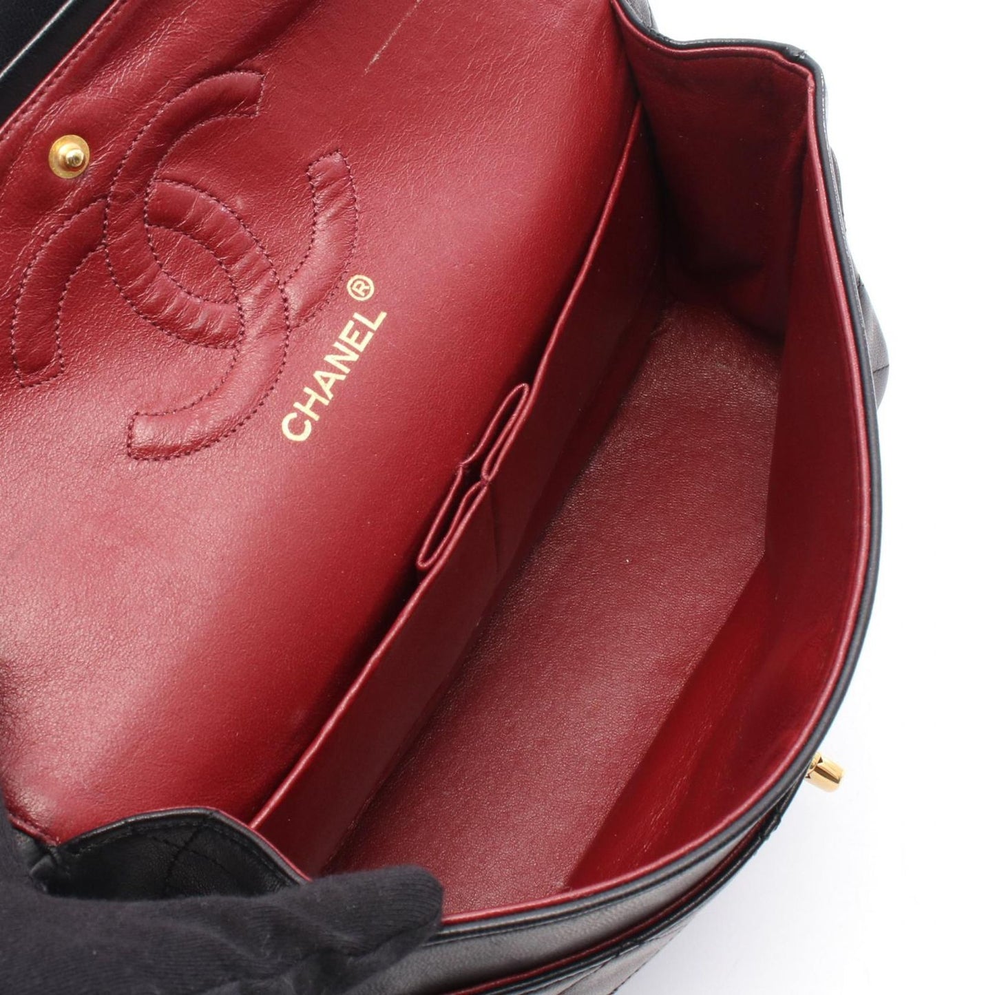 CHANEL Matelassé W Flap Shoulder Bag in Black Lambskin