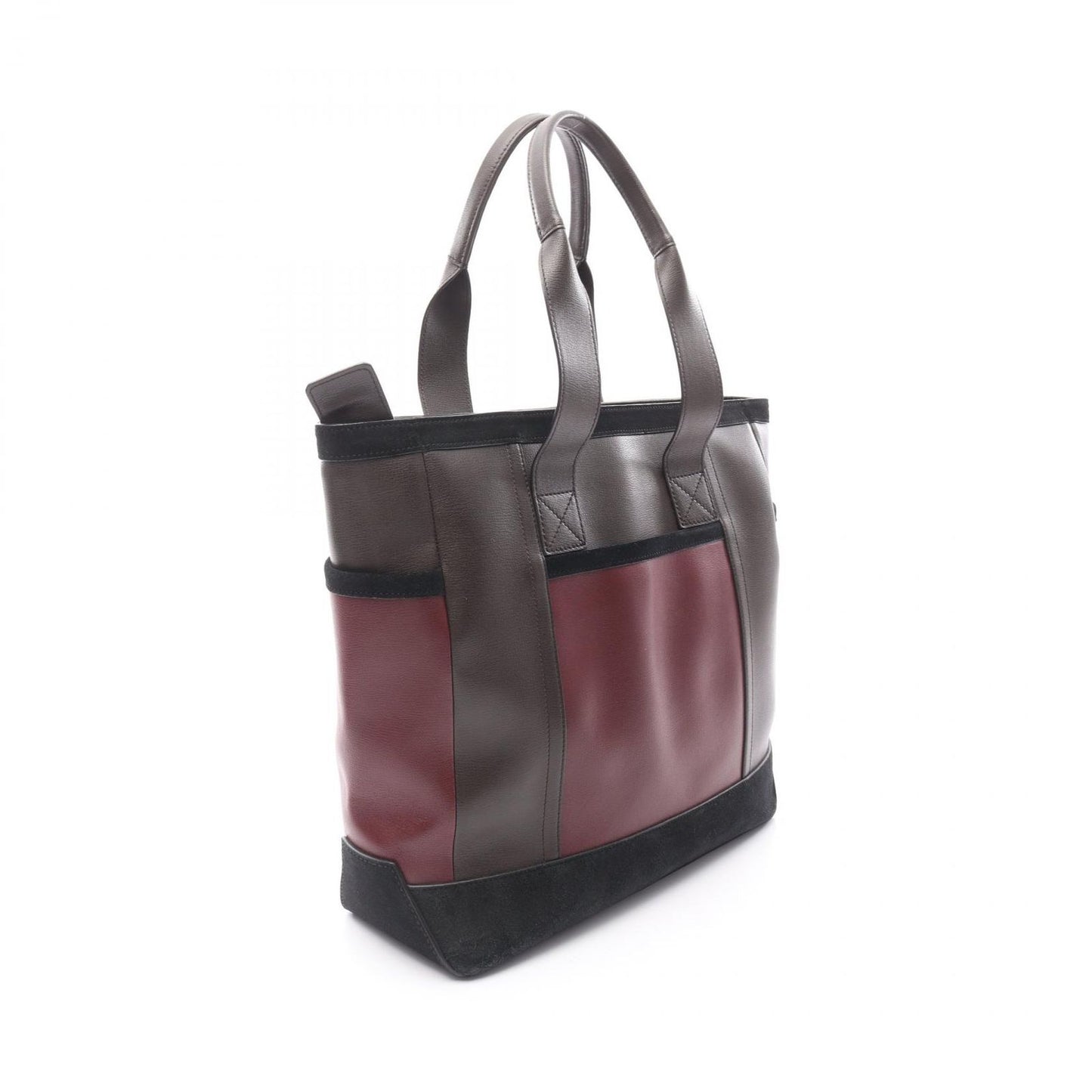 TOD'S Bordeaux & Dark Brown Leather Suede Tote Bag - Unisex