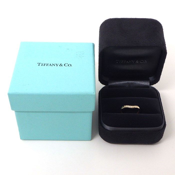 Tiffany & Co. Curved Band Ring with 0.06ct Diamonds in K18 Pink Gold