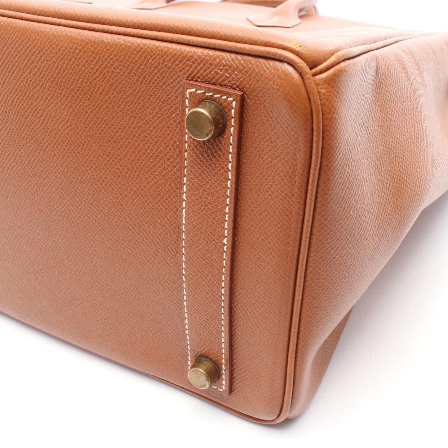 HERMES Haut à Courroies 32 Handbag in Gold Leather