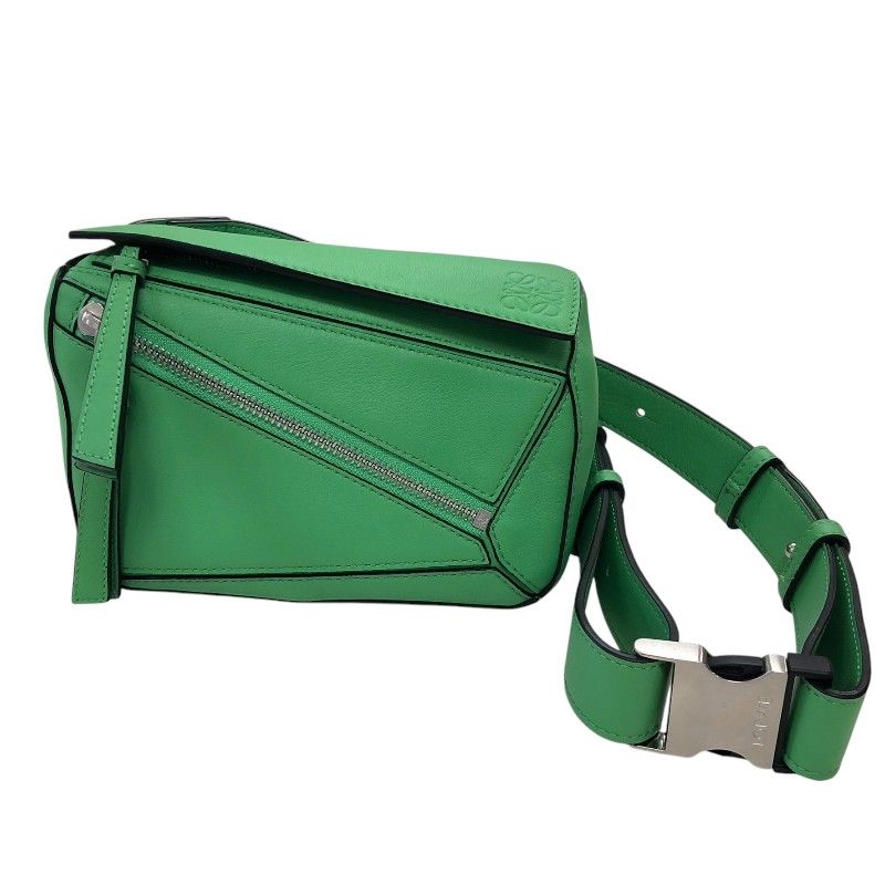 LOEWE Puzzle Mini Album Bag in Green Calf Leather - Unisex