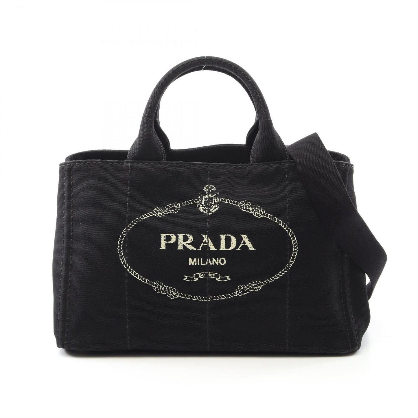 PRADA CANAPA Tote Bag in Black Canvas - Timeless Elegance