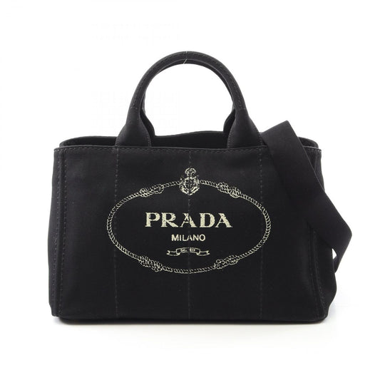 PRADA CANAPA Tote Bag in Black Canvas - Timeless Elegance