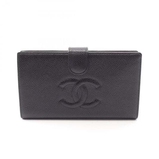 CHANEL Coco Mark Black Leather Wallet - Timeless Elegance