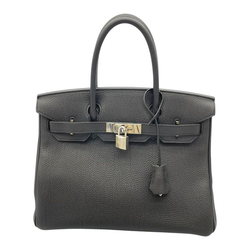 HERMES Birkin 30 Y Stamp Black & Silver Hardware Handbag