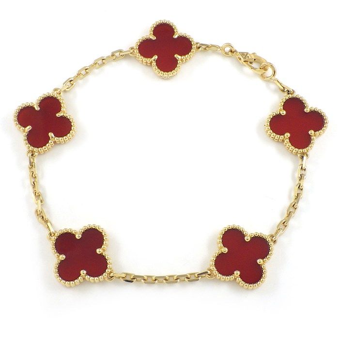 Van Cleef & Arpels Vintage Alhambra 5 Motif Bracelet in Carnelian