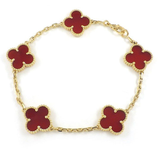 Van Cleef & Arpels Vintage Alhambra 5 Motif Bracelet in Carnelian