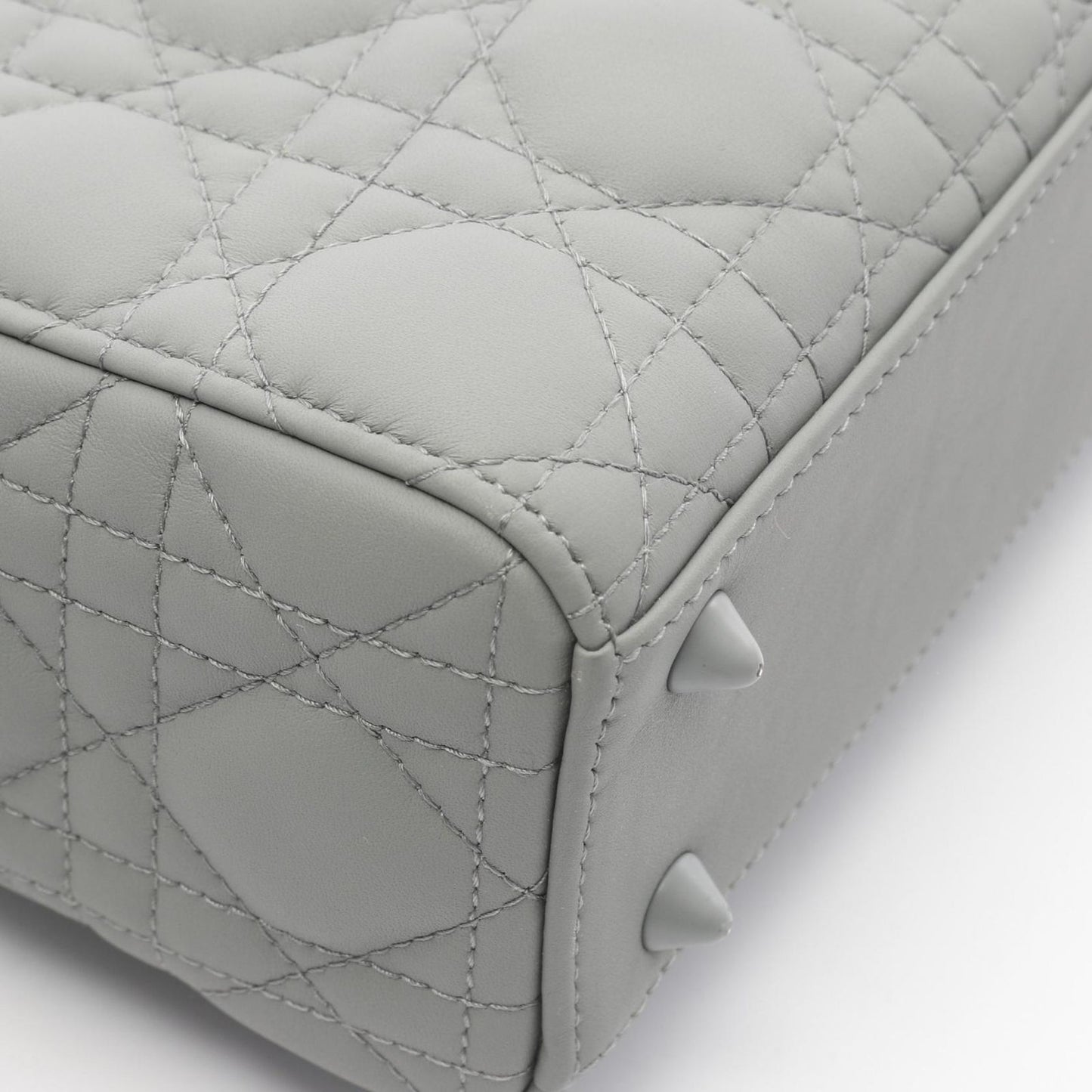 Dior Lady Dior Small Cannage Handbag in Gray Leather