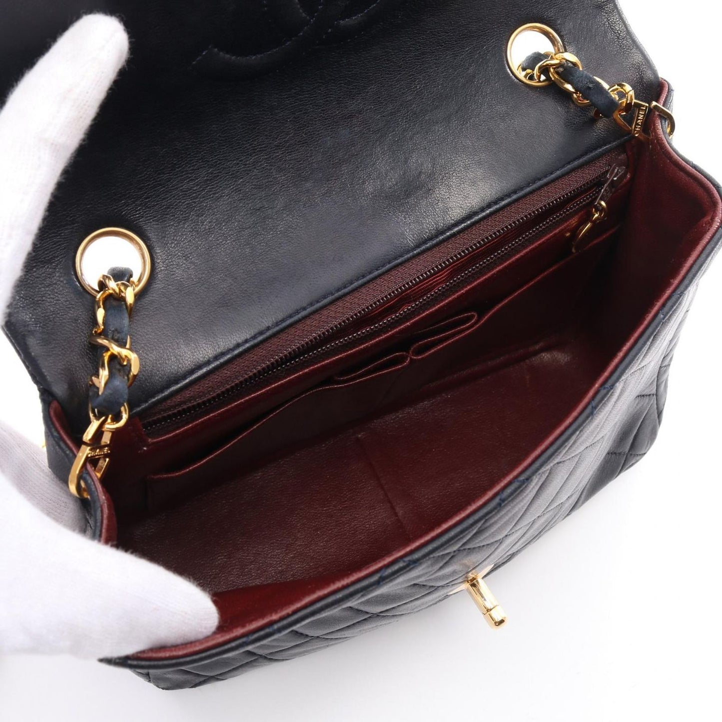 CHANEL Mini Matelassé 20 Shoulder Bag in Navy Lambskin