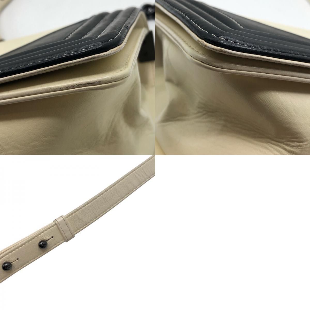 CHANEL Boy Chanel 25 Black/White Calf Leather Shoulder Bag