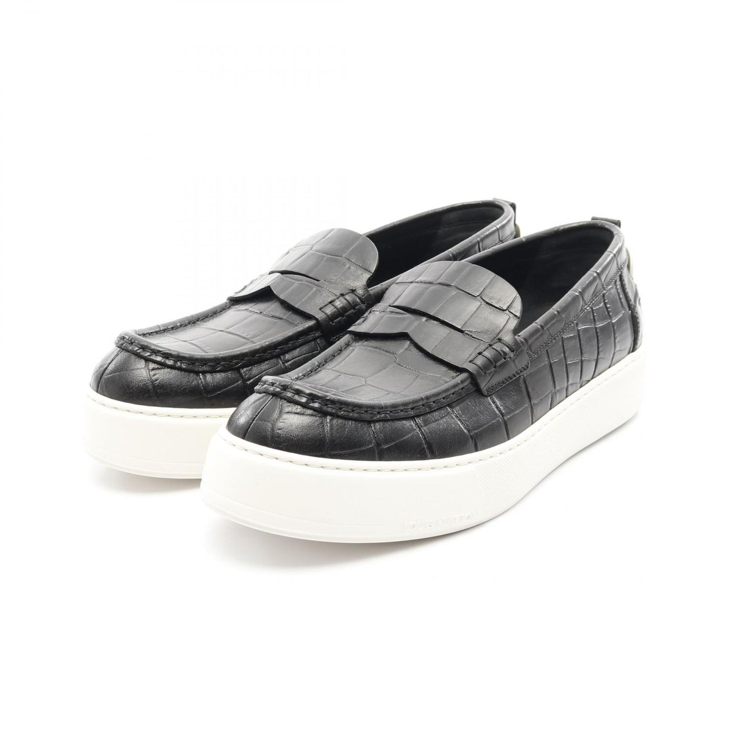 Louis Vuitton Black Leather Slip-On Shoes - Timeless Elegance